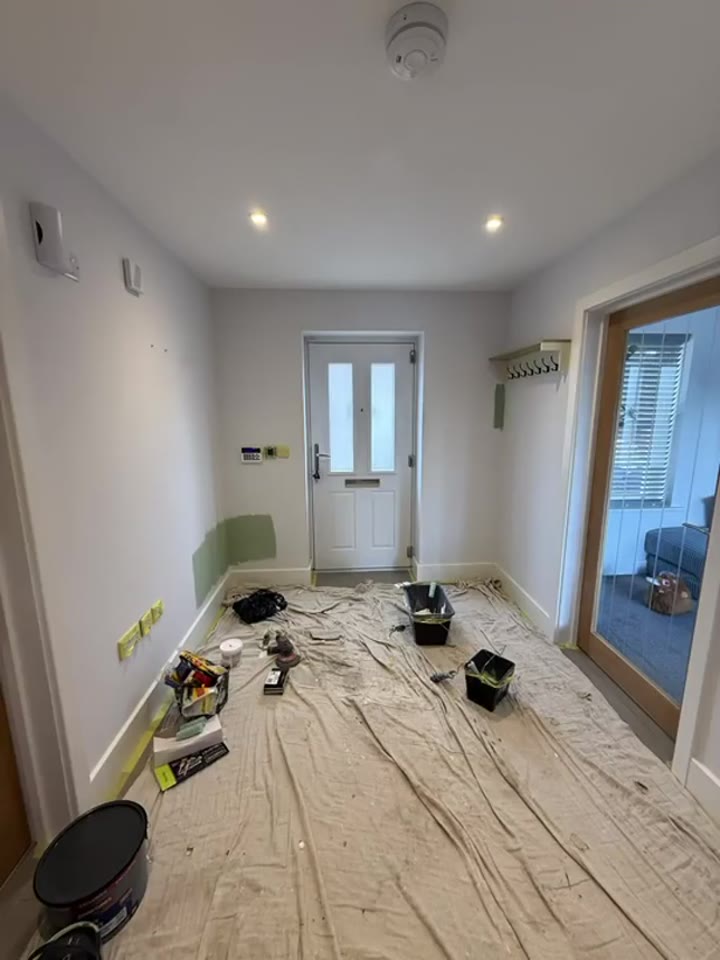 Before: Hallway before and after painting