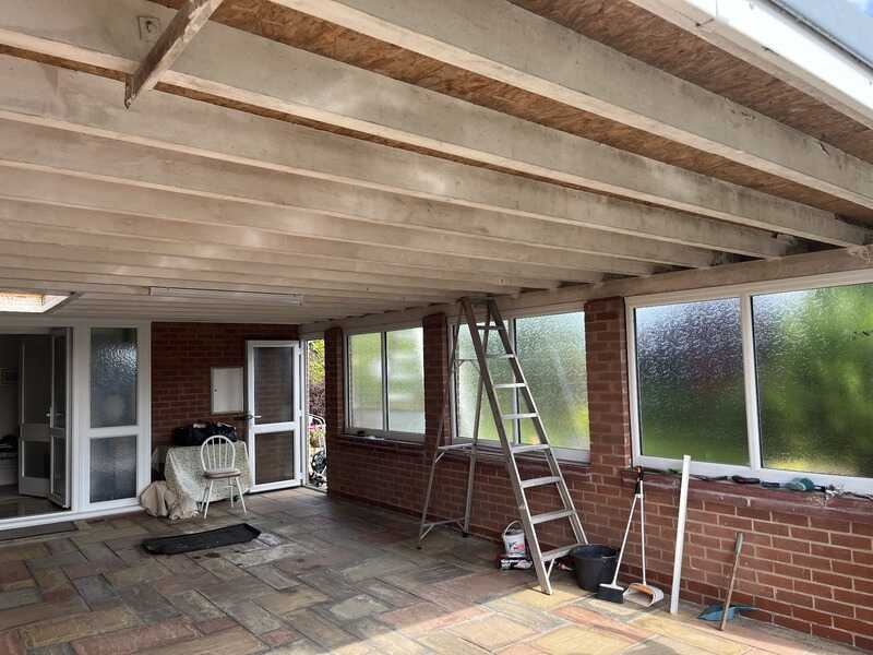 Before: Conservatory and porch before and after repainting