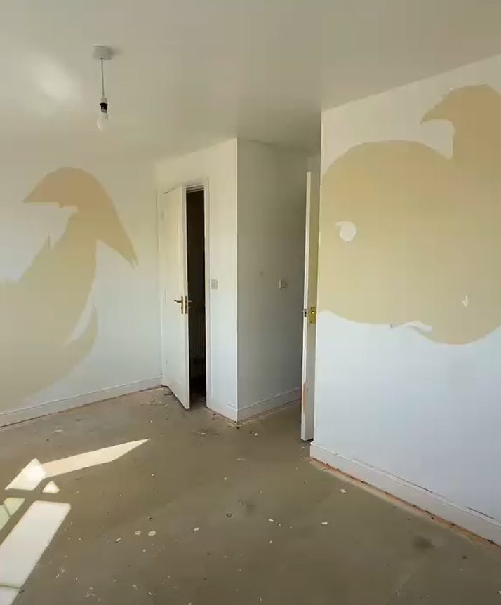 Before: Interior walls before and after peeling paint repair
